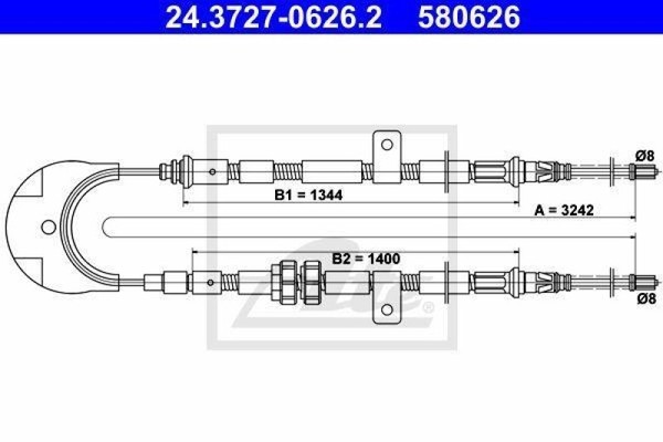 Ate Handbremsseil Bremsseil Seilzug Feststellbremse Hinten 24.3727-0626.2-image
