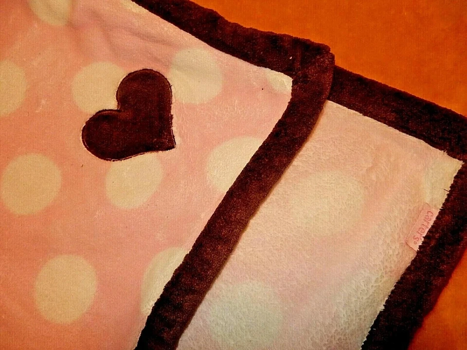 Manta de cuna polar de felpa rosa lunares corazón de Carter Kidsline 7D LN 30x40 Foto 2 de 4