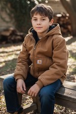 Carhartt Quilted Lined Hooded Full Zip Jacket Youth Sz M 10-12 RN13706