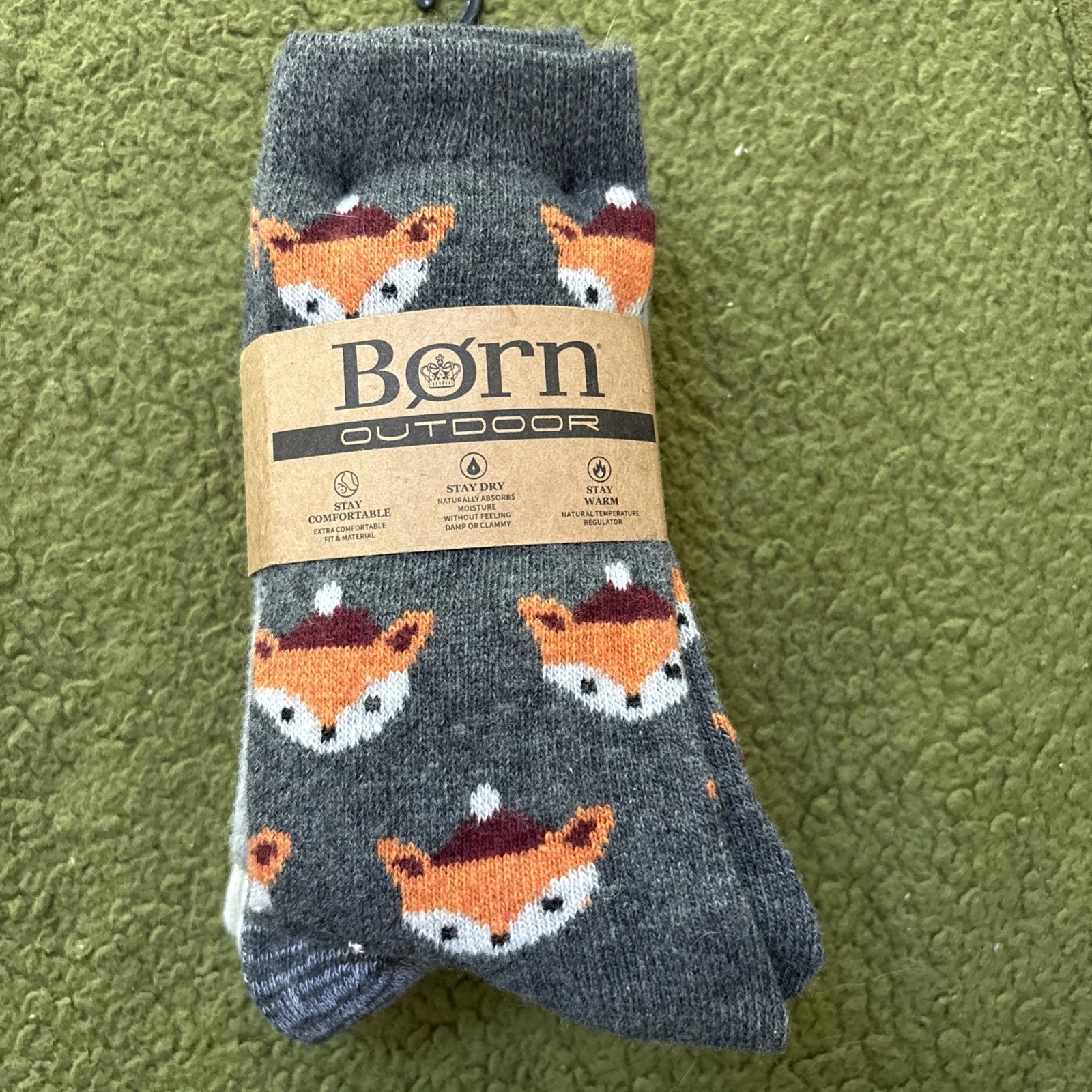 NWT Born Outdoor Wool Blend Socks Animal Themed & Striped Women 4 pack