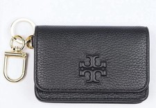 Tory Burch Thea Flap Card Case Black Leather, 159428 New With Tags