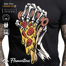 Funny Skeleton Pizza T-Shirt Dead Pizza Skull Graphic Mens Novelty Food Tee P868