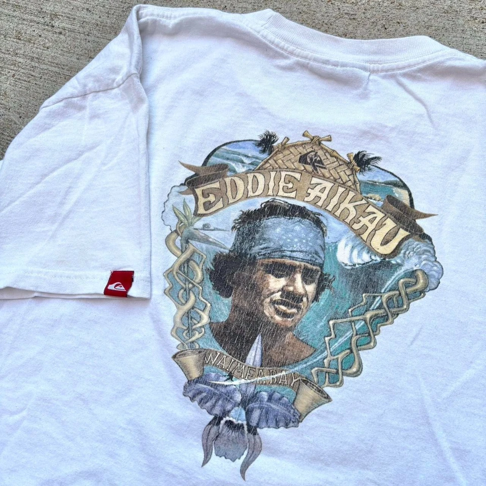 Vintage 90s Y2K Quiksilver Surf Eddie Aikau Waimea Bay T Shirt Mens Size Large - Image 4 of 4