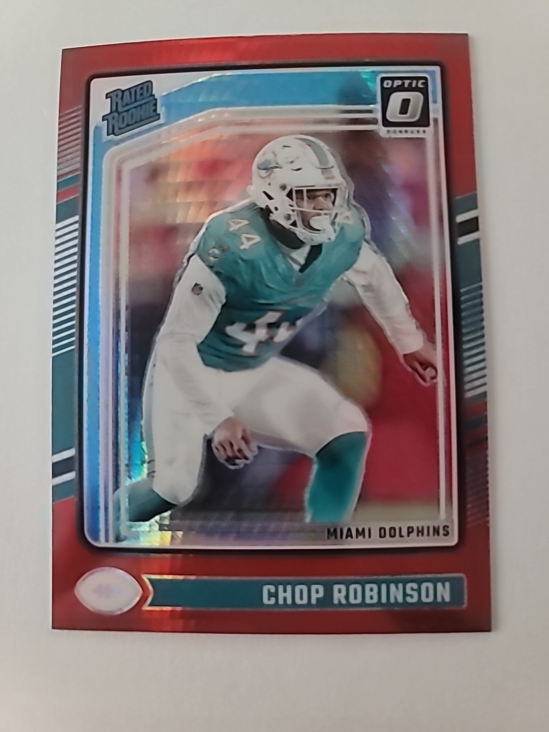 2024 Panini Donruss Optic Chop Robinson #219 Red Mojo Rated Rookie Dolphins