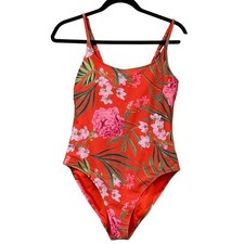 Old Navy Floral Tropical One Piece Swimsuit Orange Pink Medium Resort Pool Swims