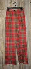 Vintage 70s Tartan Plaid Wide Leg Pants Red Jack Winter Holiday Msre XS 24x30