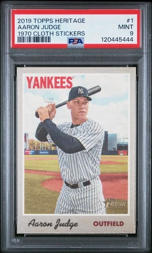 2019 Topps Heritage 1970 Cloth Stickers Aaron Judge PSA 9 Mint #1 Yankees
