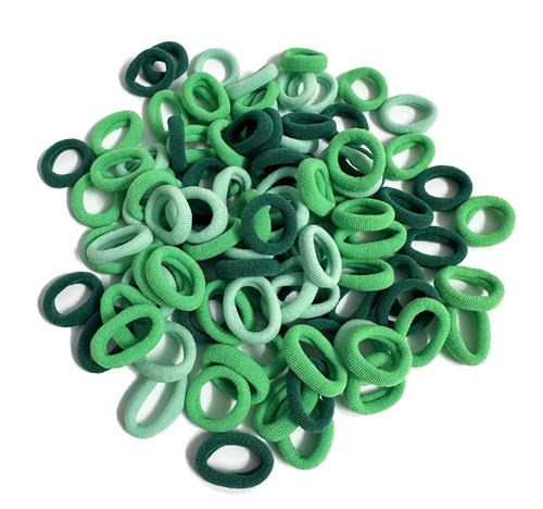100Pcs Seamless Cotton Hair Ties for Toddler Girls Elastics 03green