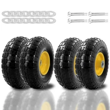 4PCS Upgrade 4.10/3.50-4 Flat Free Solid Rubber Tire and Wheel, 10" Solid Tires