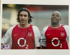 Robert Pires & Sylvain Wiltord signed Arsenal 10x8 photo RACC Trusted ACGCert