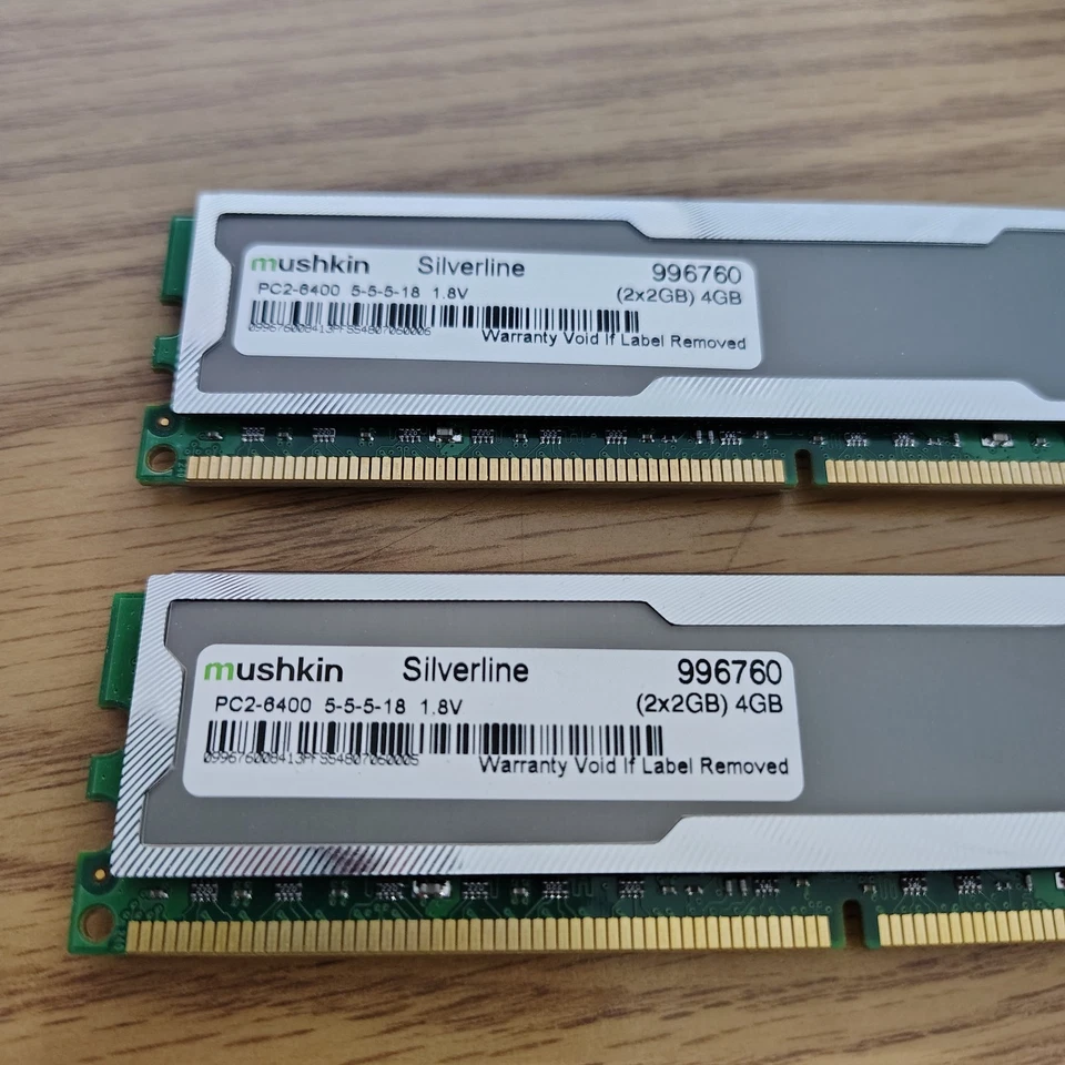 Mushkin Enhanced Silverline DDR2-800 RAM 4GB Kit (2x2GB) PC2-6400 5-5-5-18 1.8V - Image 3 of 4