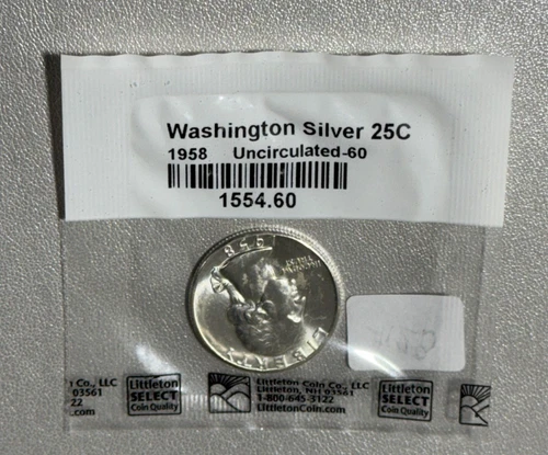 Uncirculated 1958 Silver Washington Quarter