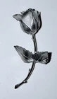 Vintage Giovanni Rose Brooch Pin Silver Tone Flower Costume Jewelry