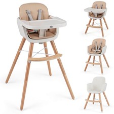 Baby High Chair 6-in-1 Convertible Wooden Highchair for Babies Toddlers