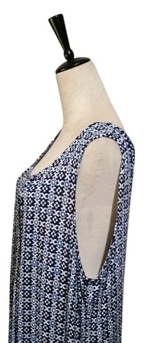 Croft & Barrow Blue And White Geometric Sleeveless Midi Shift Dress SZ 2X Rayon - Picture 8 of 11
