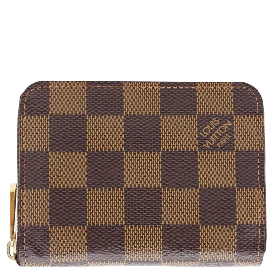 Bolsa de moedas Louis Vuitton Damier Plane com zíper marrom