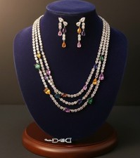 Image of 18k White Gold Vienna Waltz 3-Row Jewelry Set Lab-created Swarovski Crystal