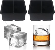 Large Ice Cube Trays Silicone (2.5-Inches) - Giant Cocktail Silicone Ice Maker, 