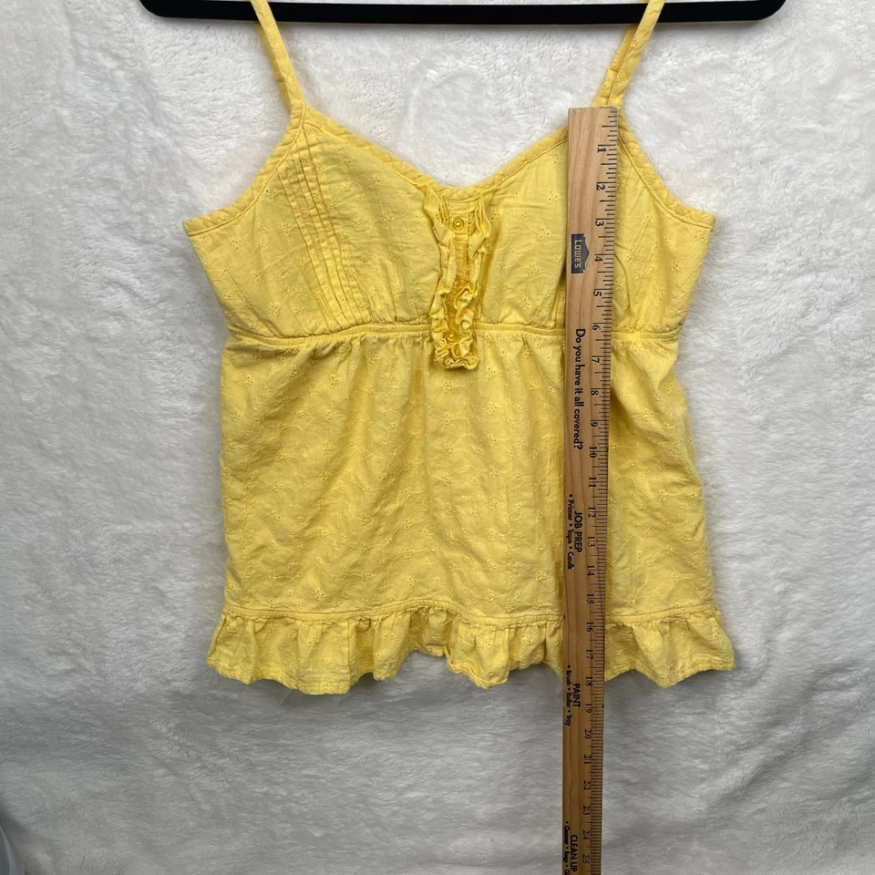Camiseta sin mangas Lei Y2K Babydoll para mujer XL amarilla ojales volantes coqueta casa de campo Foto 4 de 4