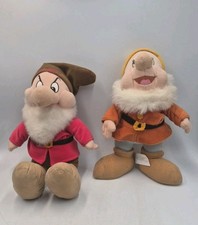 VINTAGE Disney Store Lot of 2 Grumpy  Happy Plush Snow White Seven Dwarfs READ