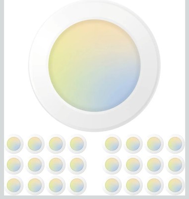 Amico 24-Pack 5/6'' LED Disk Lights | Dimmable, 12W, 2700K-6000K, ETL & FCC