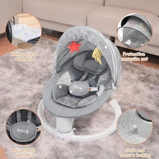 Remote Control Baby Swing 5 Speeds,5 Point Harness,Bluetooth & 10 Music Tunes