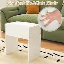 White Leather Piano Bench - Wood Vanity Stool Keyboard Seat Guitar Chair