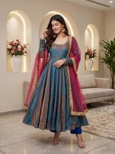 GOWN ANARKALI PAKISTANI INDIAN WEDDING PARTY WEAR DRESS BOLLYWOOD SUIT NEW