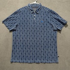 Tommy Bahama Island Zone Shirt Mens XL Blue Geometric Print Polo Beach 37.5 Tech