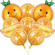10 Pieces Orange Slice Fruit Balloons Little Cutie Aluminum Foil Balloons Jumbo