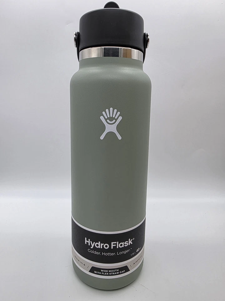 Botella de pajita flexible de boca ancha Hydro Flask 40 oz (AGAVE) doble pared y sin BPA NUEVO Foto 2 de 4