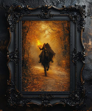 Headless Horseman Wall Art Gothic Oil Paintin...