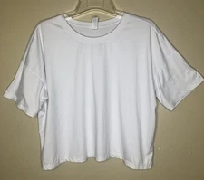 White Cropped T-Shirt XL Short Sleeve Round Neck Boxy Pullover Super Soft Deluxe
