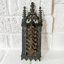 Antique 19th Century Gothic Cathedral Cast Iron Match Holder Wall Décor RARE