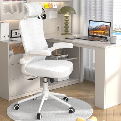 Elegant Ergonomic Mesh Desk Chair with High Back, Flip-Up Arms & Lumbar Support - Picture 3 of 11
