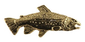 Authentic Brown Trout, Realistic Fish Pin, Magnet, Pewter, F009 1 1/2" Fishing