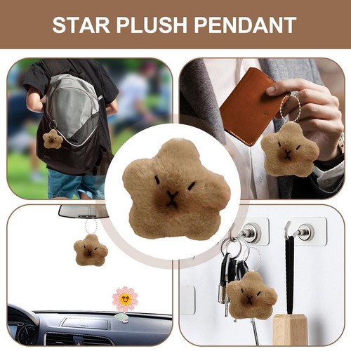 Brown Star Bag Charm Keychain Pendant Purse charm Plush Fluffy Star Doll - Picture 8 of 14