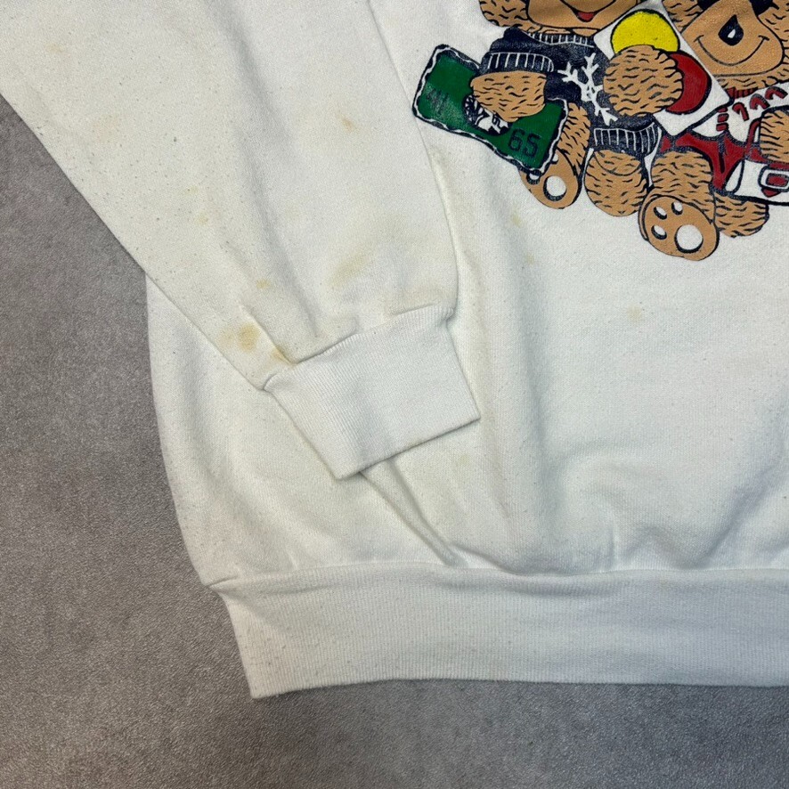 Tultex Charge Jumper Mens XL Crew Neck Teddy Bears Pullover Sweater, White image 6