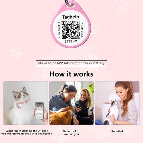 Taghelp Cat Collar with Bell Kitten Rolled Leather Collars Safety QR ID Name - Picture 3 of 7
