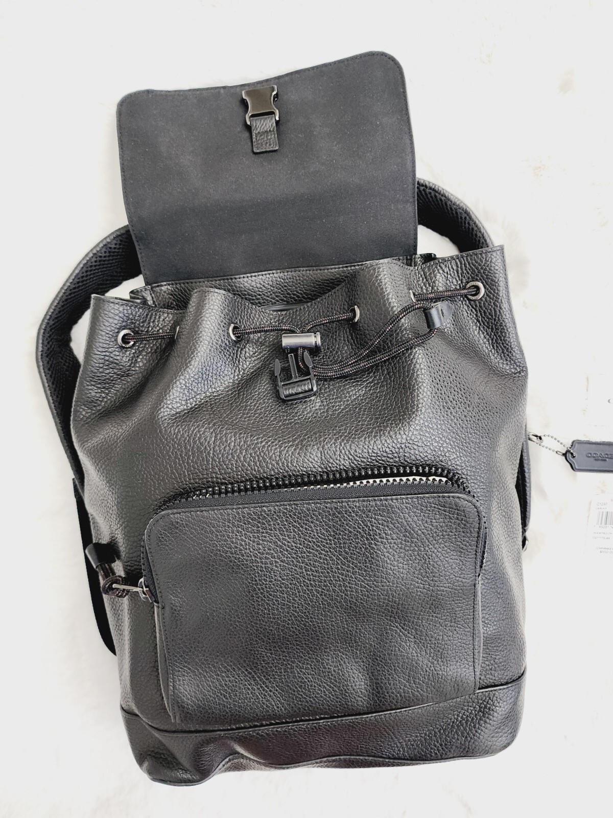 Coach Daypack Backpack Compact Black Pebble Leath… - image 11