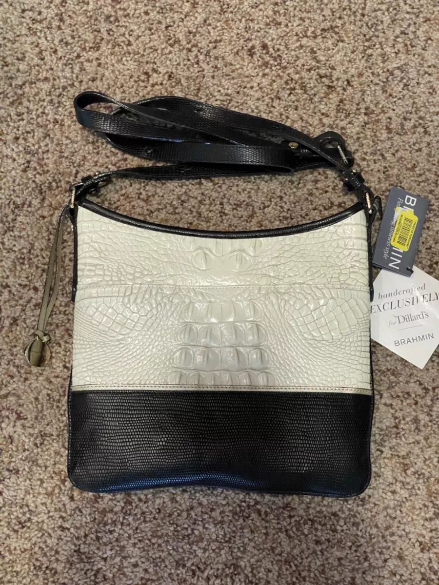 NEW NWT Brahmin Sugar Black White Tri Texture Leather Crossbody JODY Purse