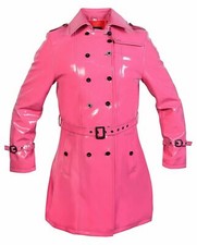 PVC Pink Vinyl Women's Trench Coat All sizes 