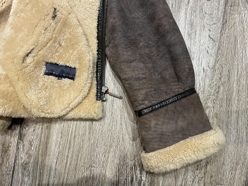 CHEVIGNON Men Sheepskin Shearling Classic Aviator Jacket B3 Distressed XL - Picture 4 of 15