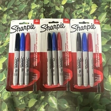9 Markers Sharpie Fine Point Black, Red, Blue Permanent Markers