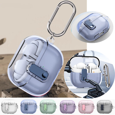 Secure Lock Clear Case For Samsung Galaxy Buds 3 / 3 Pro Case Cover w/ Keychain