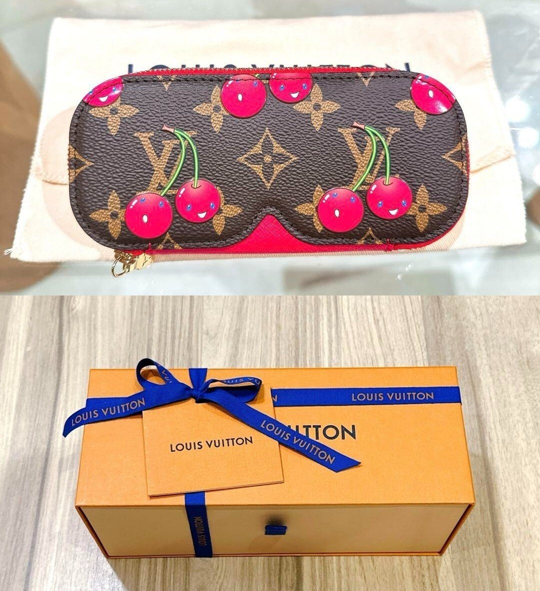 LOUIS VUITTON x Takashi Murakami GI1332 Sunglasses pouch Cherry