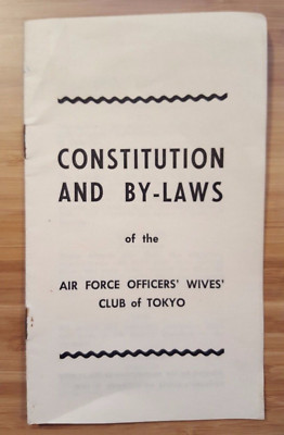 VTG 1956 Constitution and By-Laws of the Air Force Officers' Wives Club of Tokyo
