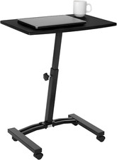 Adjustable Mobile Laptop Stand with Wheels for Home Office  Classroom, Black