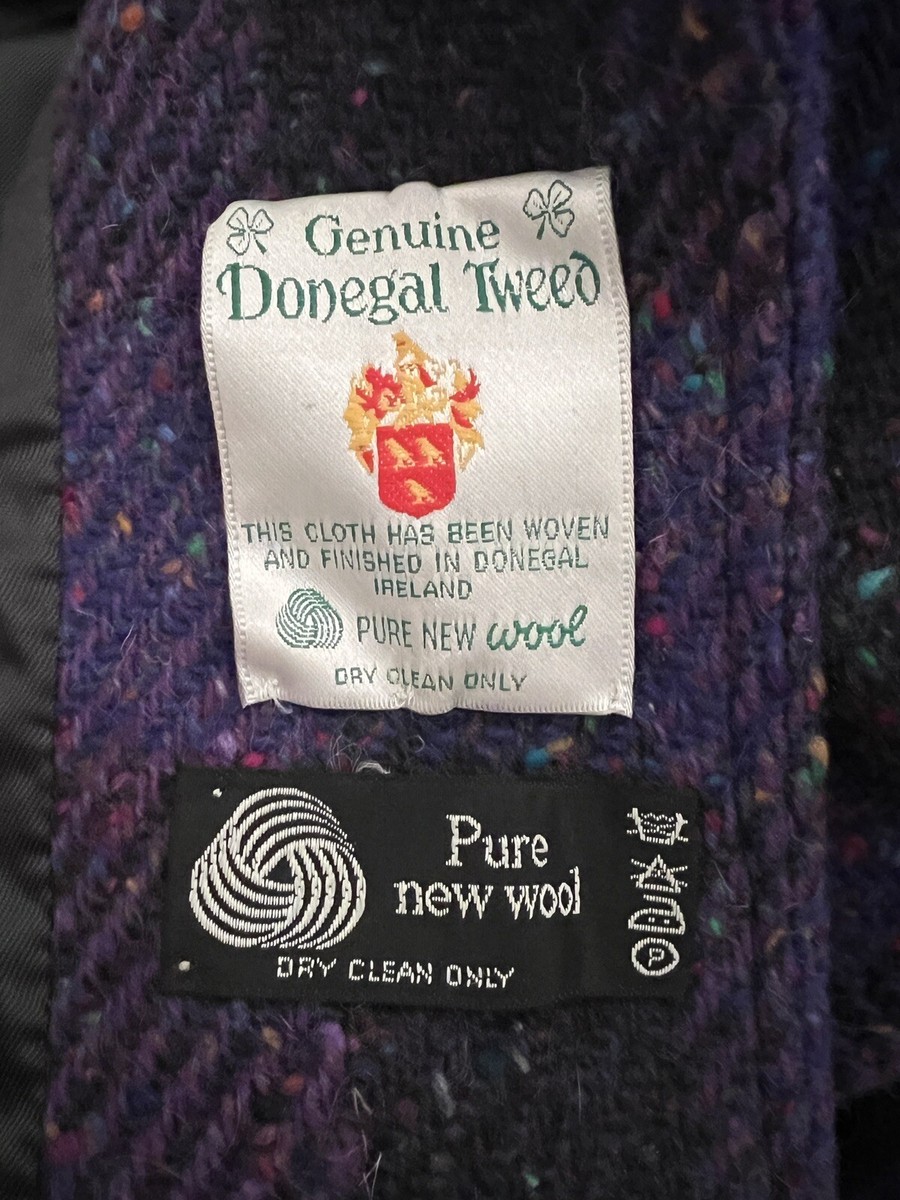 Vintage Jimmy Hourihan Sz 8 Purple Plaid Long Coat Wool Speckle