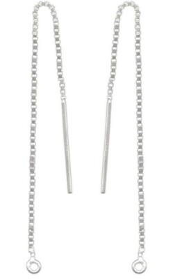5 Pairs 925 Sterling Silver 3'' EAR THREAD ~Closed Loop + Box Chain Threaders